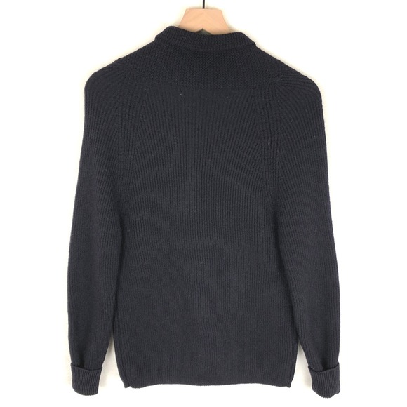 VTG JAEGER 100% Wool Shawl Collar Cardigan Sweater Sz S/M 34" Blue Pockets - Picture 2 of 9